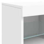 HKH Aparador Moderno de Madera, Cristal con Luces Led 163 X 37 X 67 Cm - Blanco