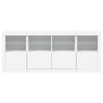 HKH Aparador Moderno de Madera, Cristal con Luces Led 163 X 37 X 67 Cm - Blanco