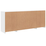 HKH Aparador Moderno de Madera, Cristal con Luces Led 163 X 37 X 67 Cm - Blanco