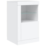 HKH Aparador Moderno de Madera, Cristal con Luces Led 163 X 37 X 67 Cm - Blanco