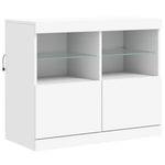 HKH Aparador Moderno de Madera, Cristal con Luces Led 163 X 37 X 67 Cm - Blanco