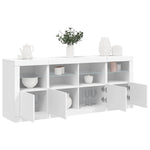 HKH Aparador Moderno de Madera, Cristal con Luces Led 163 X 37 X 67 Cm - Blanco