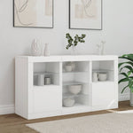HKH Aparador Moderno em derivados de Madeira, Vidro com Luzes Led 123 X 37 X 67 Cm - Branco