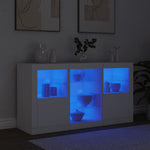 HKH Aparador Moderno em derivados de Madeira, Vidro com Luzes Led 123 X 37 X 67 Cm - Branco