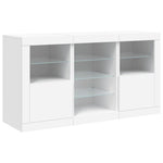 HKH Aparador Moderno em derivados de Madeira, Vidro com Luzes Led 123 X 37 X 67 Cm - Branco