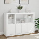 HKH Aparadores Alto em derivados de Madeira, Vidro com Luzes Led 142,5 X 37 X 100 Cm - Branco