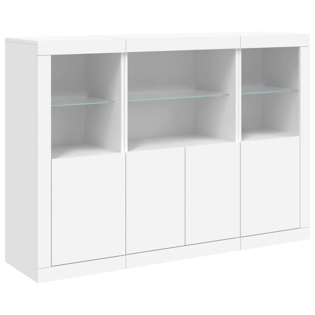 HKH Aparadores Alto em derivados de Madeira, Vidro com Luzes Led 142,5 X 37 X 100 Cm - Branco