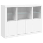 HKH Aparadores Alto em derivados de Madeira, Vidro com Luzes Led 142,5 X 37 X 100 Cm - Branco