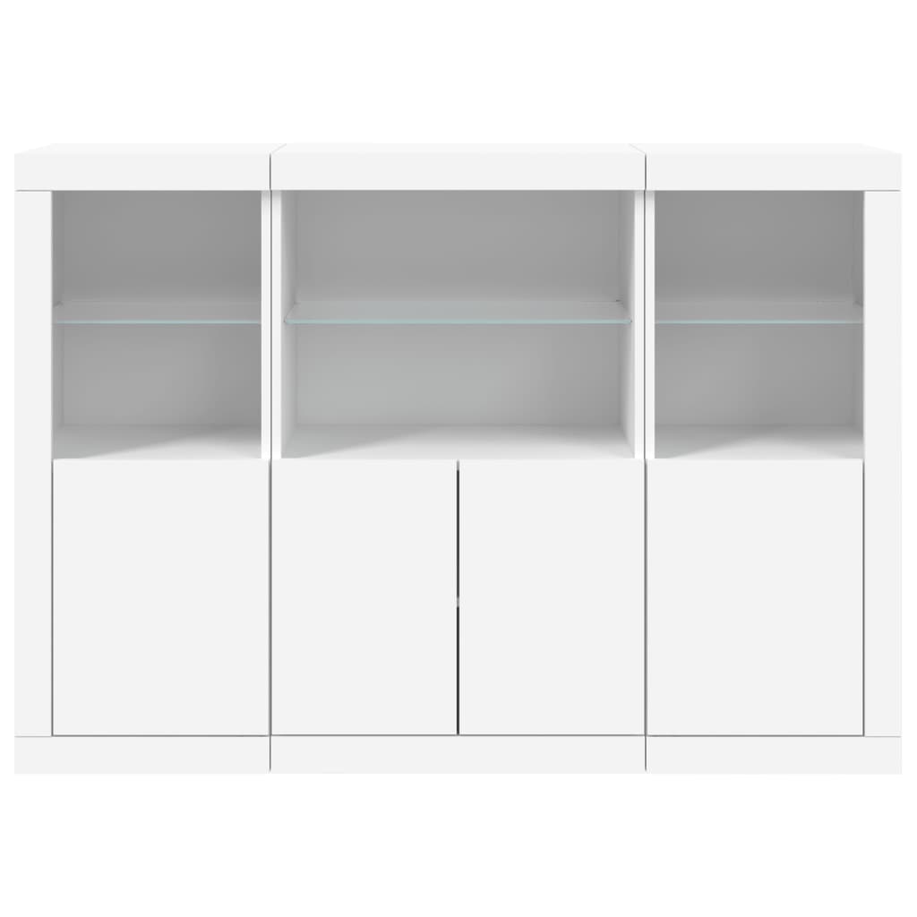 HKH Aparadores Alto em derivados de Madeira, Vidro com Luzes Led 142,5 X 37 X 100 Cm - Branco