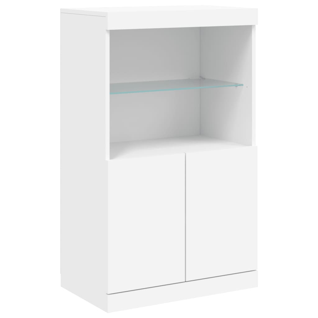 HKH Aparadores Alto em derivados de Madeira, Vidro com Luzes Led 142,5 X 37 X 100 Cm - Branco