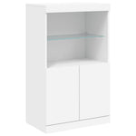 HKH Aparadores Alto em derivados de Madeira, Vidro com Luzes Led 142,5 X 37 X 100 Cm - Branco