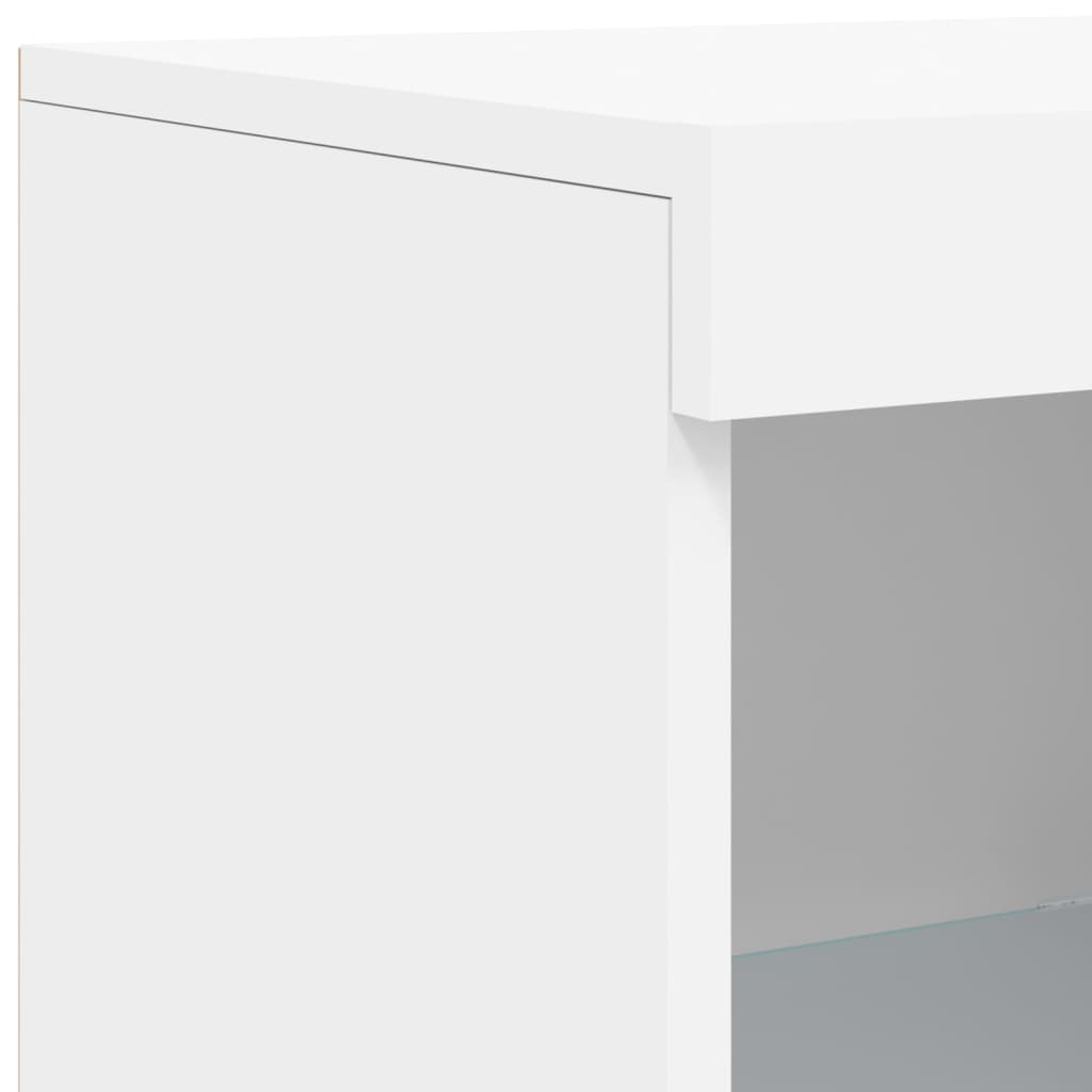 HKH Aparadores Alto em derivados de Madeira, Vidro com Luzes Led 142,5 X 37 X 100 Cm - Branco