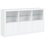 Aparador alto HKH de madera prensada, vidrio con luces led 181,5 x 37 x 100 cm - Blanco