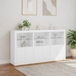 Aparador alto HKH de madera prensada, vidrio con luces led 181,5 x 37 x 100 cm - Blanco