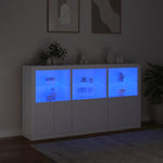 Aparador alto HKH de madera prensada, vidrio con luces led 181,5 x 37 x 100 cm - Blanco