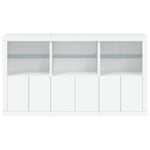 Aparador alto HKH de madera prensada, vidrio con luces led 181,5 x 37 x 100 cm - Blanco