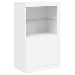 Aparador alto HKH de madera prensada, vidrio con luces led 181,5 x 37 x 100 cm - Blanco