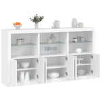 Aparador alto HKH de madera prensada, vidrio con luces led 181,5 x 37 x 100 cm - Blanco