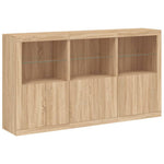 HKH Aparador Alto em derivados de Madeira, Vidro com Luzes Led 181,5 X 37 X 100 Cm - Carvalho Sonoma