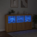 HKH Aparador Alto em derivados de Madeira, Vidro com Luzes Led 181,5 X 37 X 100 Cm - Carvalho Sonoma
