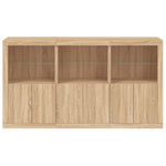HKH Aparador Alto em derivados de Madeira, Vidro com Luzes Led 181,5 X 37 X 100 Cm - Carvalho Sonoma