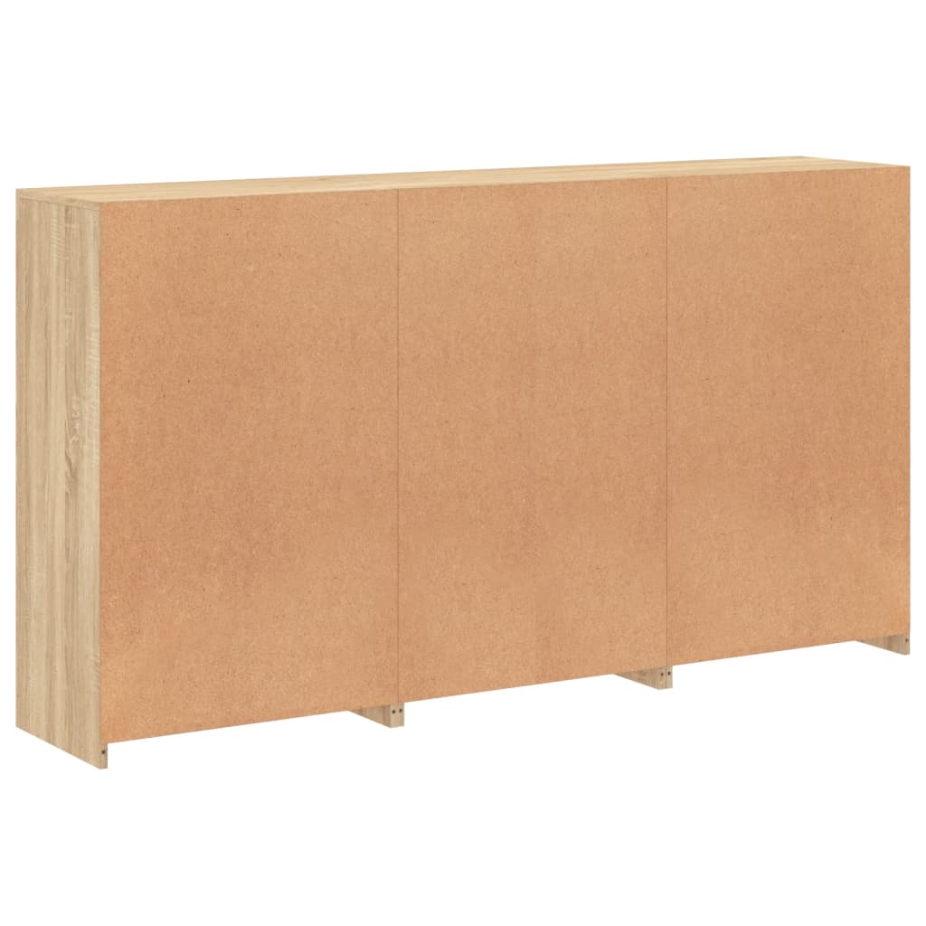 HKH Aparador Alto em derivados de Madeira, Vidro com Luzes Led 181,5 X 37 X 100 Cm - Carvalho Sonoma