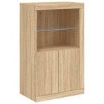 HKH Aparador Alto em derivados de Madeira, Vidro com Luzes Led 181,5 X 37 X 100 Cm - Carvalho Sonoma