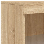 HKH Aparador Alto em derivados de Madeira, Vidro com Luzes Led 181,5 X 37 X 100 Cm - Carvalho Sonoma