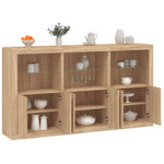 HKH Aparador Alto em derivados de Madeira, Vidro com Luzes Led 181,5 X 37 X 100 Cm - Carvalho Sonoma