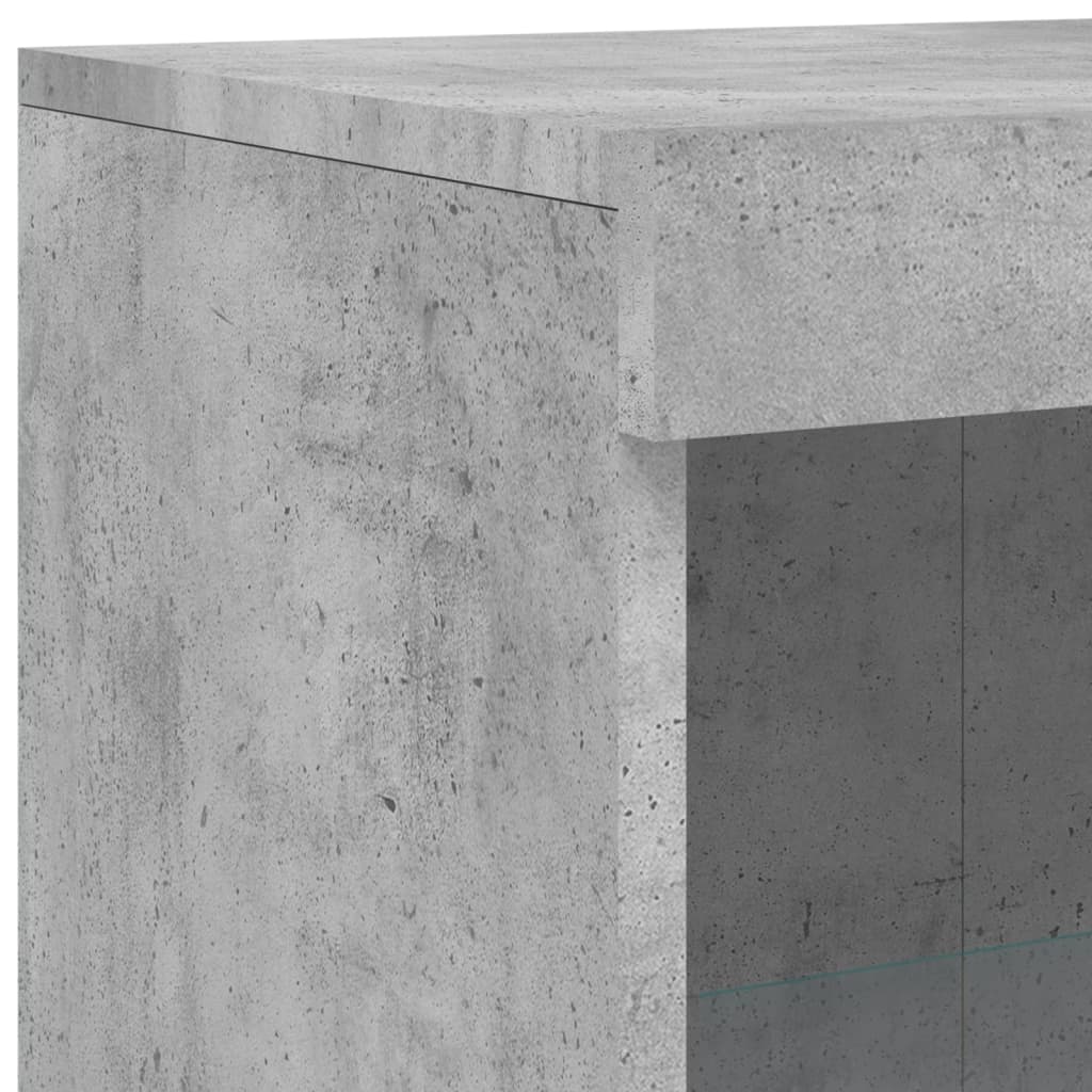 HKH Aparador Alto em derivados de Madeira, Vidro com Luzes Led 181,5 X 37 X 100 Cm - Cinzento-Cimento