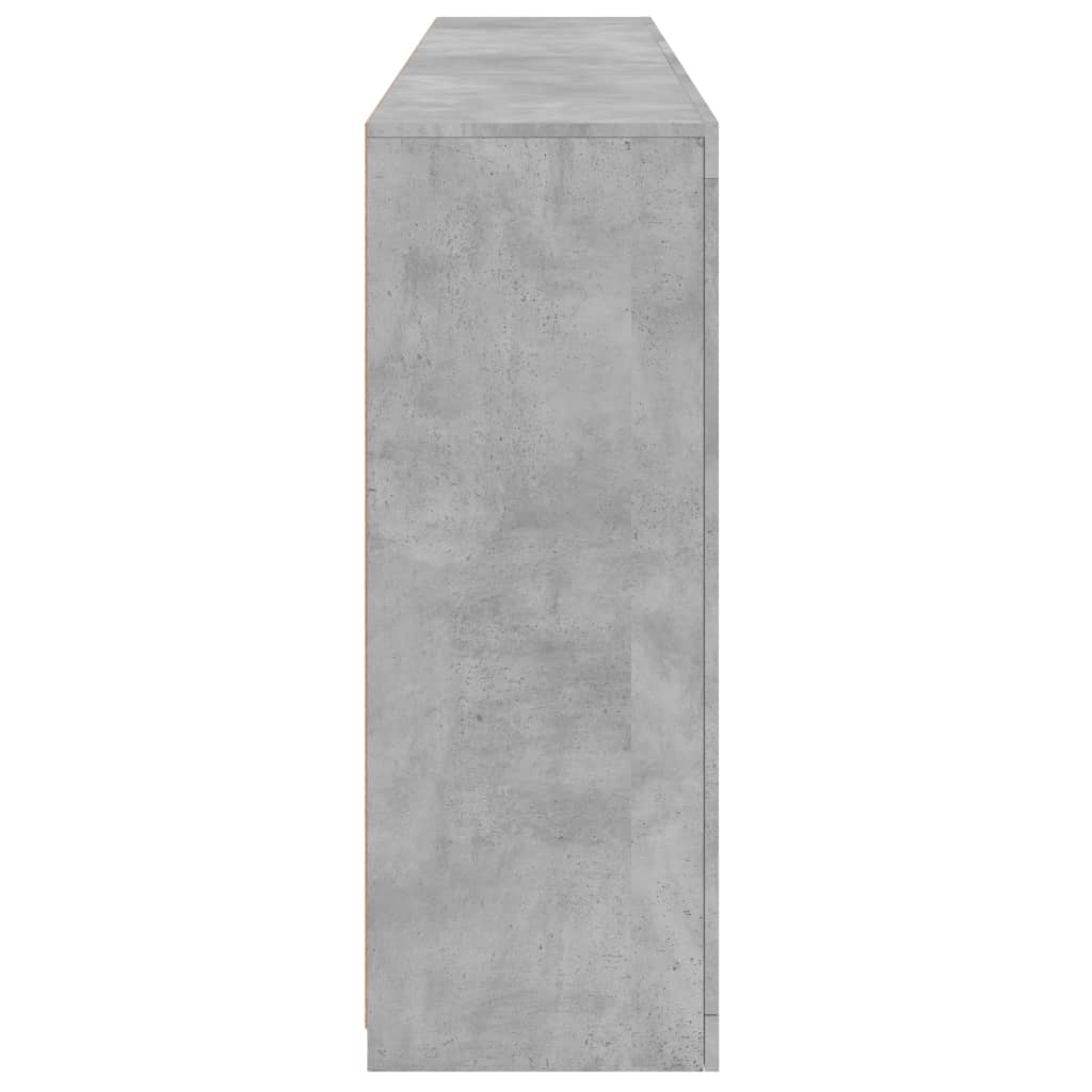 HKH Aparador Alto em derivados de Madeira, Vidro com Luzes Led 181,5 X 37 X 100 Cm - Cinzento-Cimento