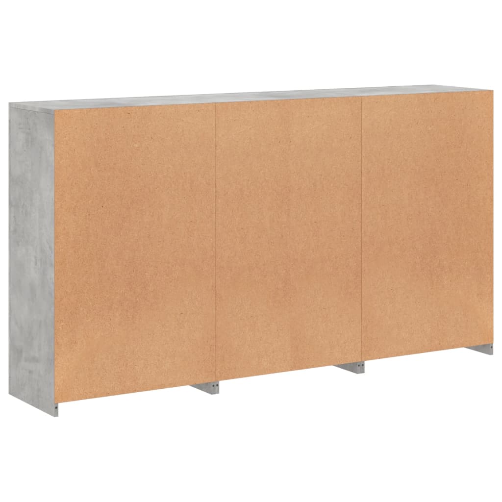 HKH Aparador Alto em derivados de Madeira, Vidro com Luzes Led 181,5 X 37 X 100 Cm - Cinzento-Cimento