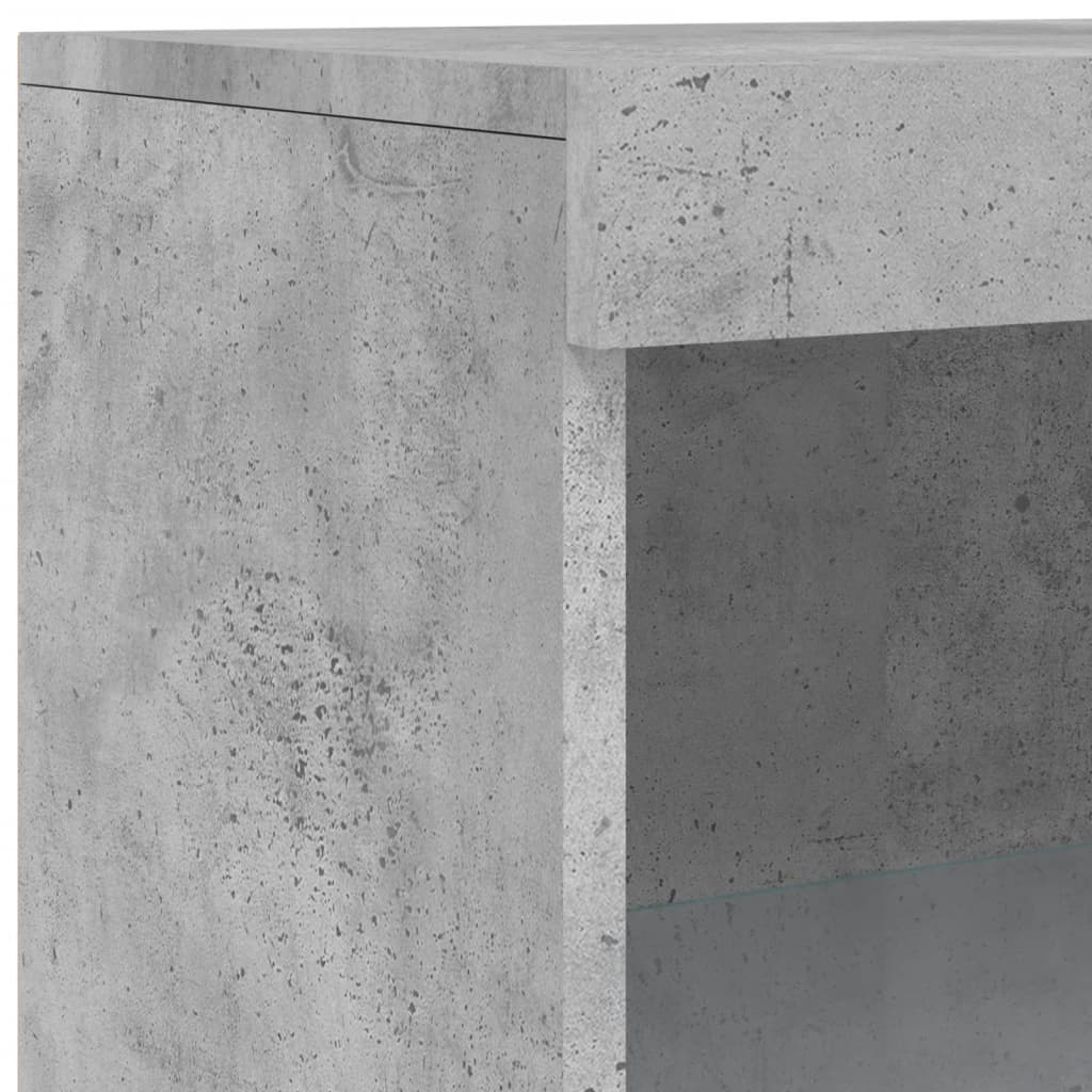 HKH Aparador Alto em derivados de Madeira, Vidro com Luzes Led 181,5 X 37 X 100 Cm - Cinzento-Cimento