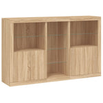 HKH Aparador Alto em derivados de Madeira, Vidro com Luzes Led 162 X 37 X 100 Cm - Carvalho Sonoma