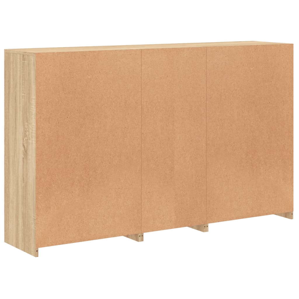 HKH Aparador Alto em derivados de Madeira, Vidro com Luzes Led 162 X 37 X 100 Cm - Carvalho Sonoma