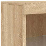 HKH Aparador Alto em derivados de Madeira, Vidro com Luzes Led 162 X 37 X 100 Cm - Carvalho Sonoma