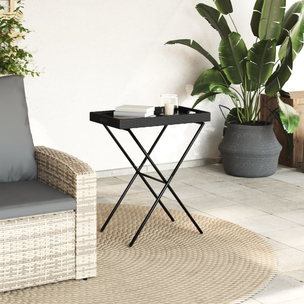 HKH Mesa Bandeja Dobrável 65x40x75 Cm Vime Pe - Preto