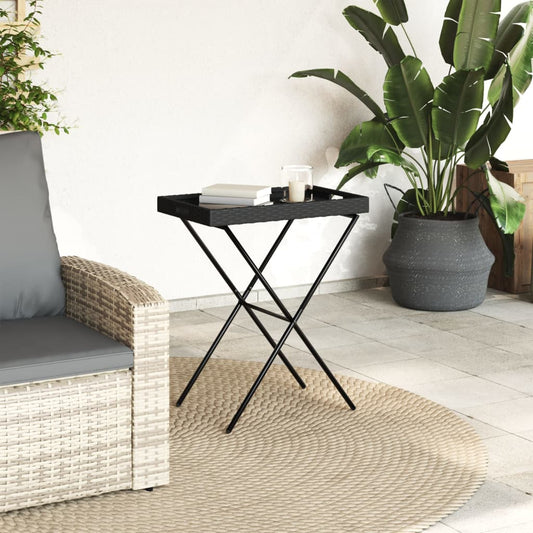 HKH Mesa Bandeja Dobrável 65x40x75 Cm Vime Pe - Preto