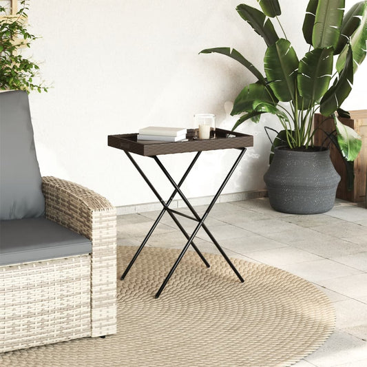 HKH Mesa Bandeja Dobrável 65x40x75 Cm Vime Pe Castanho - Marrom