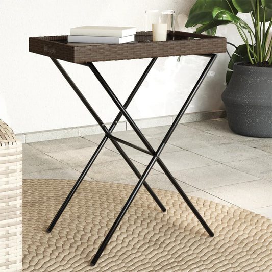 HKH Mesa Bandeja Dobrável 65x40x75 Cm Vime Pe Castanho - Marrom