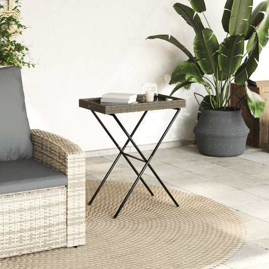 HKH Mesa Bandeja Plegable 65x40x75 Cm Mimbre Pe - Gris
