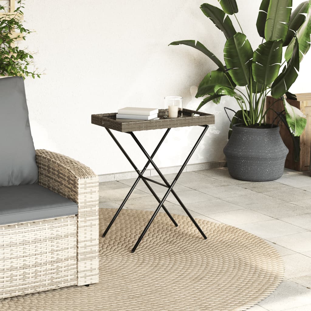 HKH Mesa Bandeja Dobrável 65x40x75 Cm Vime Pe - Cinzento