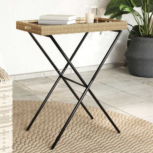 HKH Mesa Bandeja Dobrável 65x40x75 Cm Vime Pe - Bege
