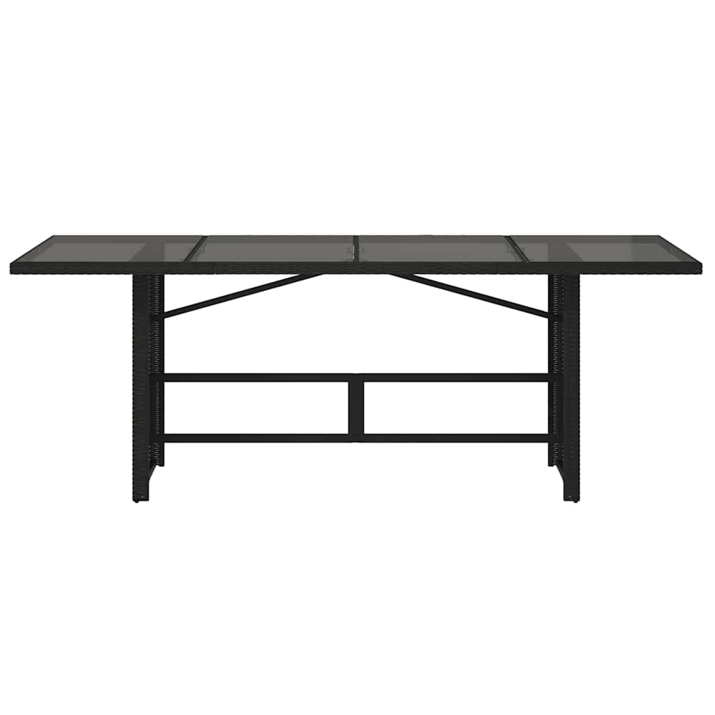 Mesa de Jardín HKH con Tapa de Cristal 190x80x74 Cm Mimbre PE - Negro