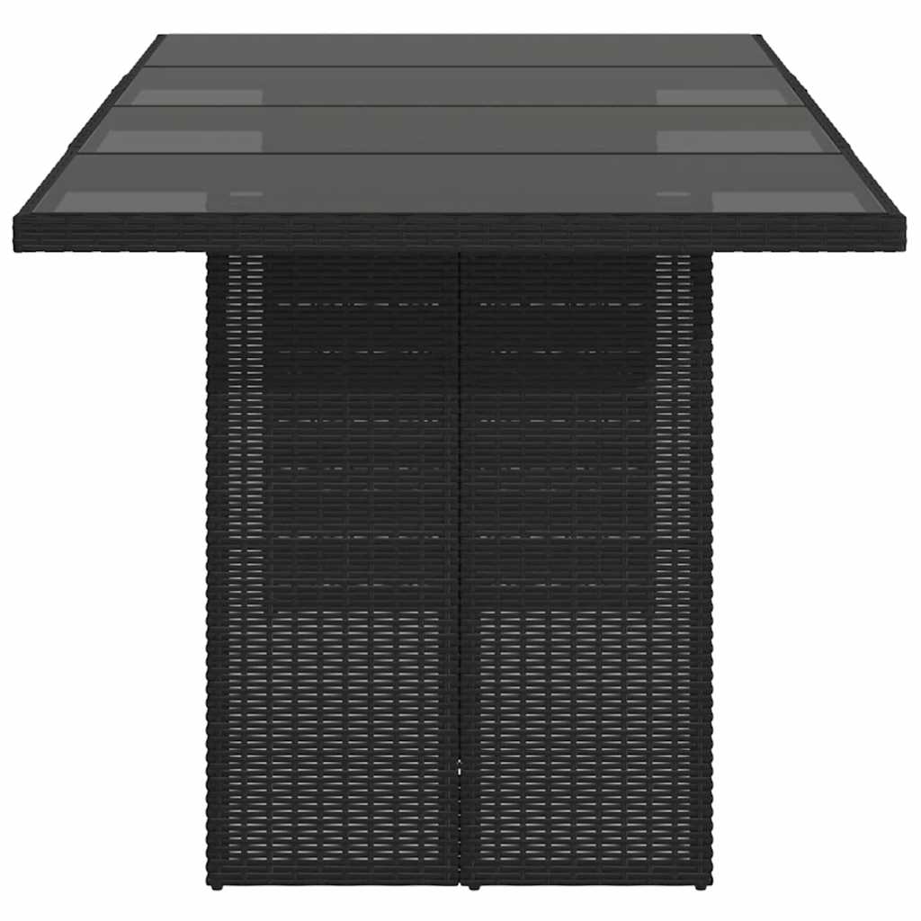 Mesa de Jardín HKH con Tapa de Cristal 190x80x74 Cm Mimbre PE - Negro
