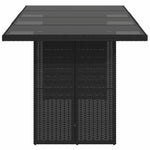 Mesa de Jardín HKH con Tapa de Cristal 190x80x74 Cm Mimbre PE - Negro