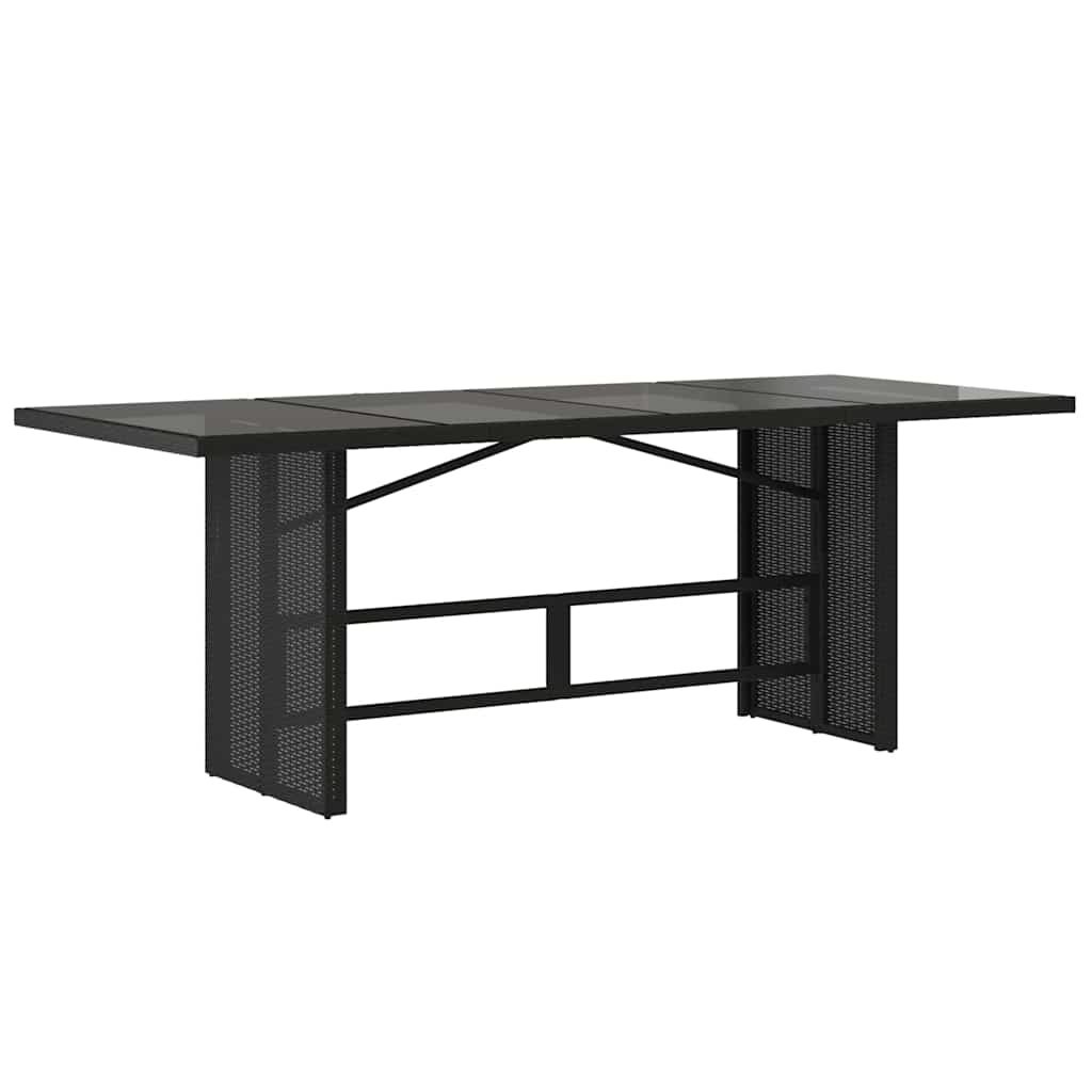 Mesa de Jardín HKH con Tapa de Cristal 190x80x74 Cm Mimbre PE - Negro