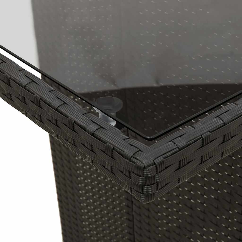 Mesa de Jardín HKH con Tapa de Cristal 190x80x74 Cm Mimbre PE - Negro