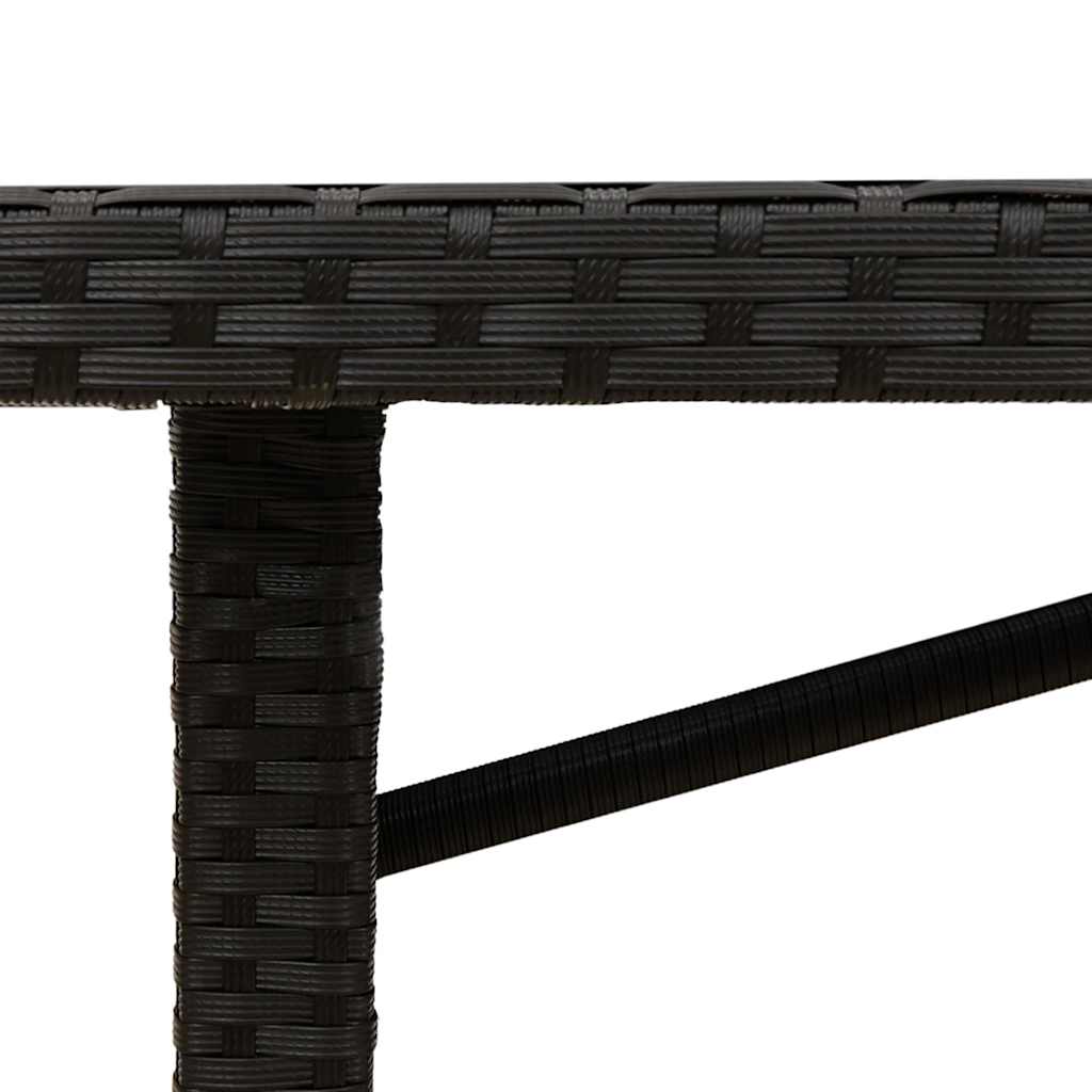 Mesa de Jardín HKH con Tapa de Cristal 190x80x74 Cm Mimbre PE - Negro