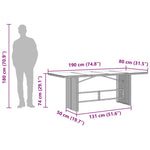 Mesa de Jardín HKH con Tapa de Cristal 190x80x74 Cm Mimbre PE - Negro